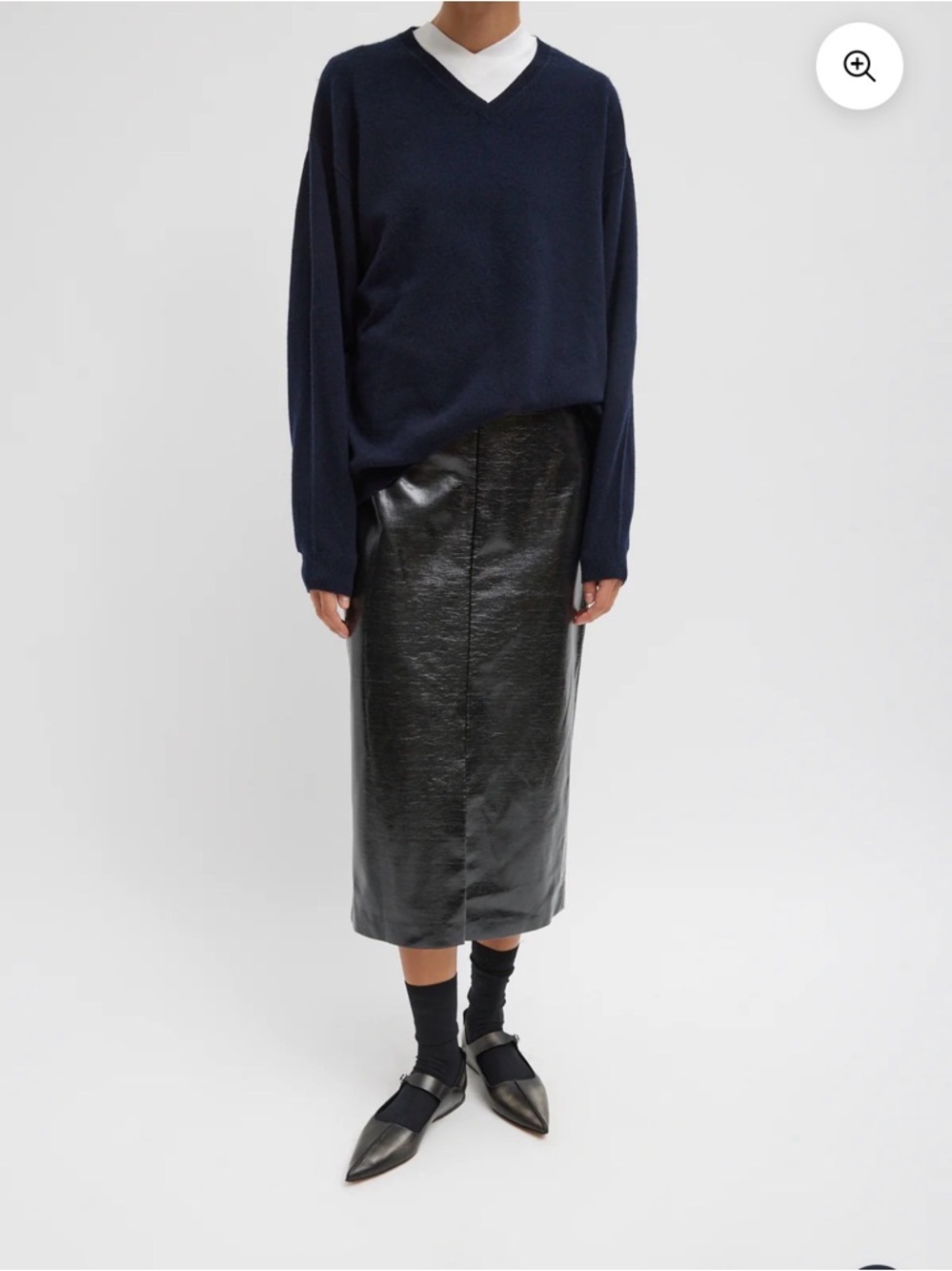 Tibi NWT Glossed Jersey Pencil Skirt in Black Size 2